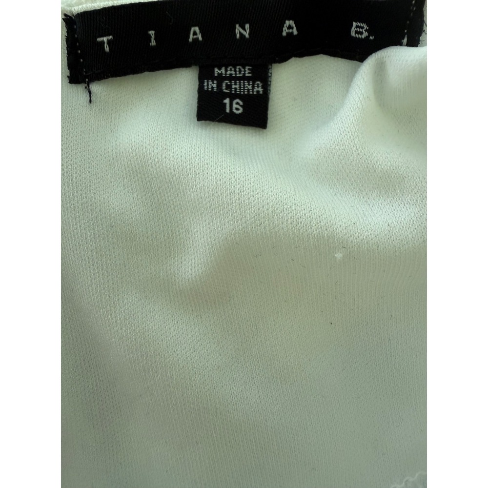 Tiana B Lace Sheath Dress Womens 16 Ivory Excellent Short Sleeve Boat Neck - Picture 4 of 6